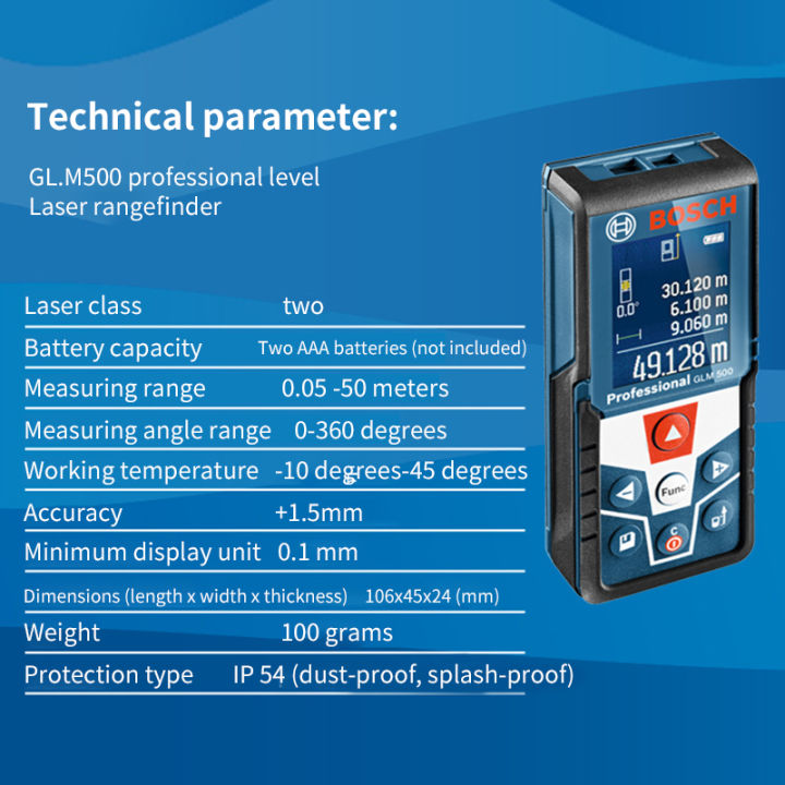 เครื่องวัดเลเซอร์-bosch-ของแท้-glm-500เลเซอร์แบบมืออาชีพเครื่องวัดเมตร50เมตร-rangefinder-trena-เลเซอร์เทปอุปกรณ์หาพิกัดสร้างไม้บรรทัดอุปกรณ์ทดสอบเครื่องมือทดสอบ