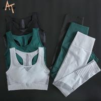 Seamless Fitness Gym Sets Hollow Out Women Outfit Sports Bra and Running Pants Set Woman 2 Pieces Tracksuit Workout Clothes