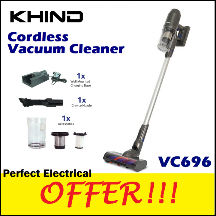 Khind VC696 Cordless Vacuum Cleaner VC696 Rechargeable Handheld Stick