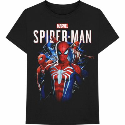 Available Marvel Comics - Spider 4 Spiderman Montage Mens T-Shirt - Black  253W