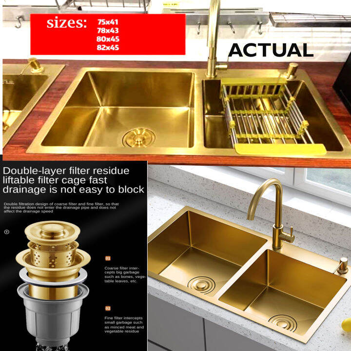 Double Tub Kitchen Sink / Nano Technology Sink 3mm Thickness / 304