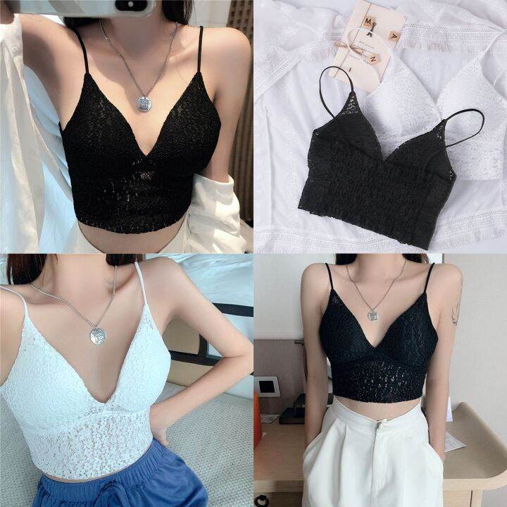 พร้อมส่ง-เสื้อสายเดี่ยวเสริมบราฟองน้ำด้านใน-ตัวเสื้อเป็นผ้าลูกไม้ทั้งหมด-ด้านหลังสม๊อคเข้ารูป-เซ็กซี่มากคร่า-lg084