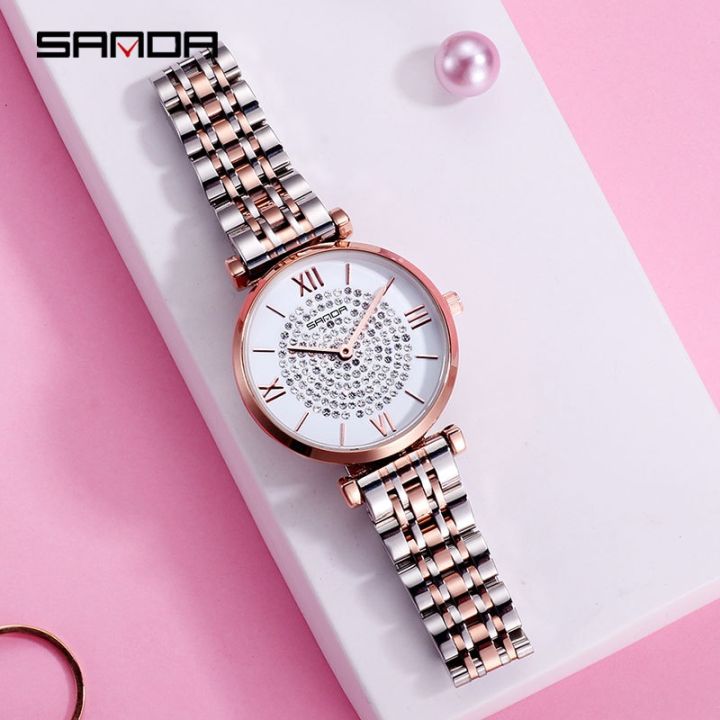 three-female-table-of-students-creative-fashion-diamond-the-table-full-of-diamond-crystal-leisure-steel-band-watch-undertakes