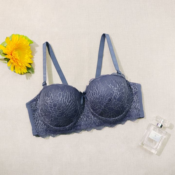 Xiushiren summer Ins Plus Size Bra C Cup Lace Half Cup Bras Demi Gather ...