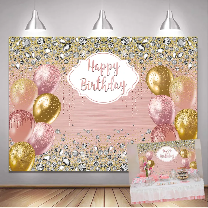 Pink Balloon Background Girl Birthday Party Decoration Background Baby ...