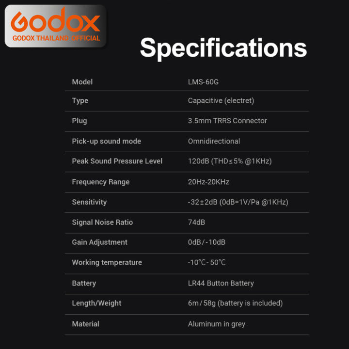 godox-microphone-lms-60g-dual-omnidirectional-lavalier-camera-amp-smartphone-ประกันศูนย์-godox-thailand-3ปี