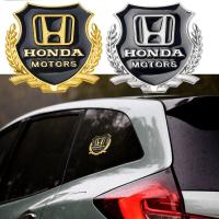 ใหม่Honda 2Pcsรถจัดแต่งทรงผม3Dสติกเกอร์โลหะเหล็กสลักสติกเกอร์โลหะรถภายนอกDecalอุปกรณ์ตกแต่งรถยนต์