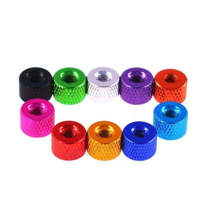 1-10pcs-aluminum-knurled-thumb-nut-m2-m2-5-m3-m3-5-m4-round-through-hole-hand-tighten-nut-anodized-pc-motherboard-ultra-light-nails-screws-fasteners