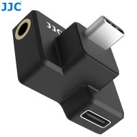 JJC Dual 3.5Mm อะแดปเตอร์ไมโครโฟน USB-C สำหรับ DJI Osmo กล้องแอคชั่นแคมเมราสนับสนุนการชาร์จแบตเตอรี่และการส่งข้อมูล