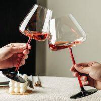 แก้วไวน์แดงเท้าสูงทรงดอกกุหลาบทรงสูง (ก้านแดง/ไม่แตก) red wine glass ความจุใหญ่ 700ml