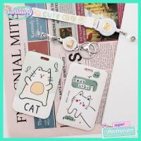 TANTUANG 2Pcs แมวแมวแมว ห่วงโซ่กุญแจ พลาสติกสำหรับตกแต่ง ม้วนป้าย ของใหม่ ที่ใส่บัตรประชาชน ออฟฟิศสำหรับทำงาน