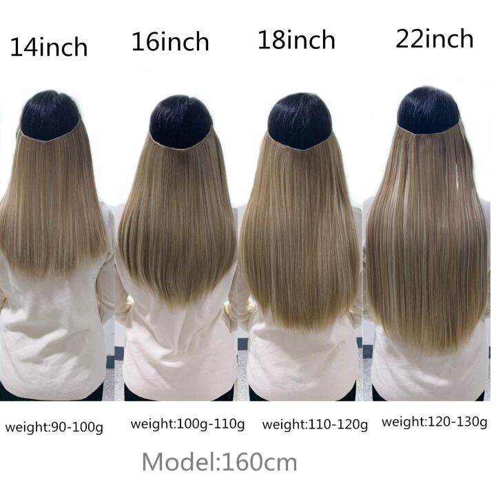 yf-synthetic-hair-extension-no-clip-piece-ombre-fake-false-straight-hairpiece-blonde