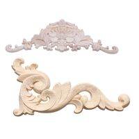 2X Rubber Wood Carved Applique Retro Furniture Craft Decor, 38x15x1.2cm &amp; 12x6cm