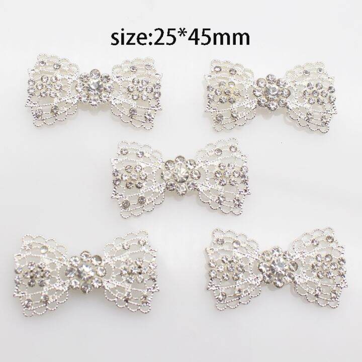 new-5pcs-silver-color-bow-flat-bottom-full-decoration-diy-hair-clip-cap-handmade-rhinestone-clothing-accessories