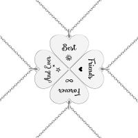 4 Pcs/Set Heart Four Leaf Clover Pendant Necklace Stainless Steel Best Friends Forever And Ever Necklaces BFF Sisters Jewelry Fashion Chain Necklaces