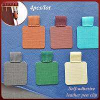 SPRPET 4PCS ปรับได้ แบบพกพา สะดวก คลิปปากกาหนัง ที่ใส่ปากกาแบบมีกาวในตัว สมุดบันทึก วงยืดหยุ่น