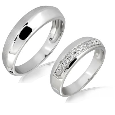 แหวนคู่รักทอง 18KT ประดับเพชร น้ำหนักรวม 0.15 กะรัต คุณภาพเพชร E/VS