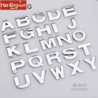 Hardingsun สติกเกอร์ติดตราติดรถมอเตอร์มีตัวอักษร3D 1X45มม. ทำด้วยโลหะเงินตัวอักษรตัวเลขตัวอักษร