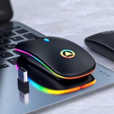 เมาส์ไร้สาย wireless mouse 2.4GHz + Bluetooth มีไฟ RBG เปลี่ยนสีได้ เม้าส์ไร้สาย เมาส์บลูทูธ เมาส์ทำงาน รับประกันสินค้าของแท้100% Optical Rechargeable Wireless Mouse