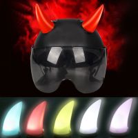 2PCS Car Motorcycle Helmet Devil Horn with Light Cute Decoration Motocross Full Face Off Road Helmet Decoration Car Accessories