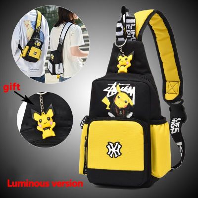 Anime Pokemon Game Shoulder Bag Sling Chest Pack Canvas Sports Pikachu Teens Crossbody Handbags Chest Bags Belt Waist Pack