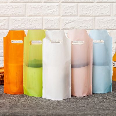 50pcs Frosted Solid Color Beverage Milk Tea Packing Disposable Single Cup Takeaway Tote Bags