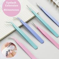 【cw】 Colored Straight   Curved for Sticker Rhinestones Picking Makeup Tweezer