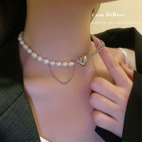 Candy Jewelry Fashion Pearl Choker Heart Necklace Asymmetric Chain celet for Women Hip Hop Accessories