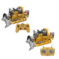 1:24 2.4GHz 9 Channels Remote Control Tractor Toy Bulldozer RC Aluminum Alloy Engineering Tractor