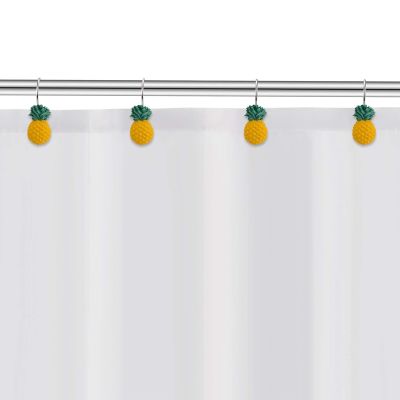Yellow Pineapple Shower Curtain Hooks Set of 12,Cute Fruit Design Stainless plating Shower Hooks Decorative Hanger Rings Rust Resistant for Bathroom Kids Room Fashion Home Decor