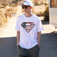 Mens T-shirt handsome Superman  printed cotton short-sleeved shirt  L3JN