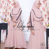 Priskila Cell Listya Syari Dress (Can Be Hijab/khimar) Material Wolfice Clothes Hijab Long Simple Work Dresses Trendy Robe Cheap Muslimah Clothing Fashion Syari Stelan Plain Muslim Maxi Cheapest Shirt Long Casual Latest Syari Party Dress Elegant