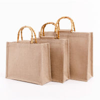 eco shop bags women cotton Jute shopper bag bamboo handle shopping handbags recycling tote large capacity women bags eco big