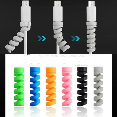 10Pcs Spiral Cable Protector Data Line Silicone Bobbin Winder Protective Tube Cable Cover for Iphone Charger Cable