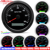 30004000600070008000 RPM 85mm TACHOMETER 7สี Backlight สำหรับ1-10กระบอกเบนซินดีเซลรถเรือ tacho Gauge 9-32V