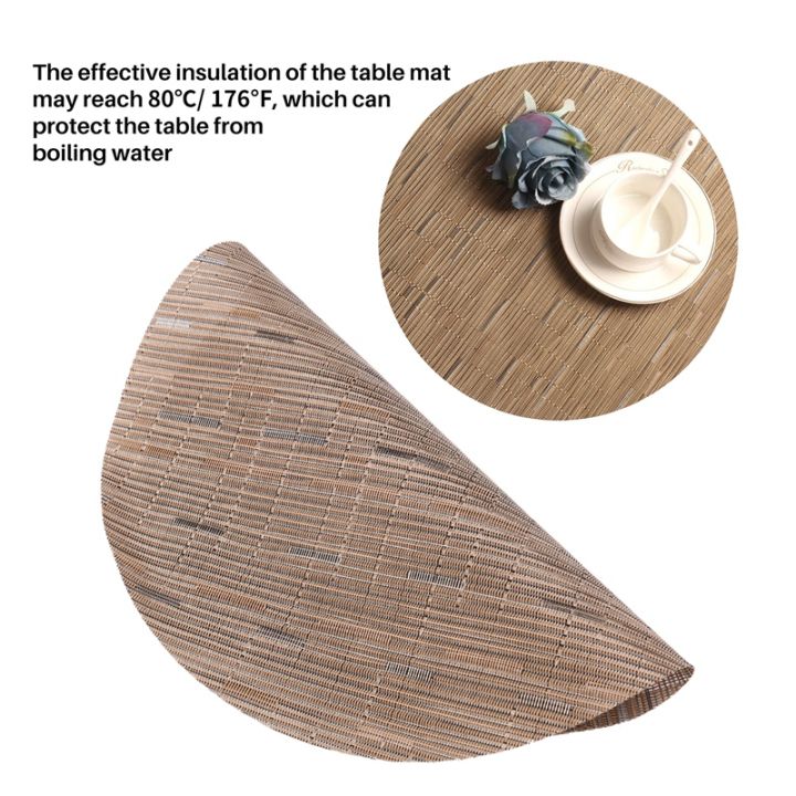 round-placemats-for-round-table-wedge-kitchen-place-mats-with-1-round-piece-heat-insulation-stain-resistant-vinyl-woven-place-mats-non-slip-washable-table-mats-pack-of-7-brown