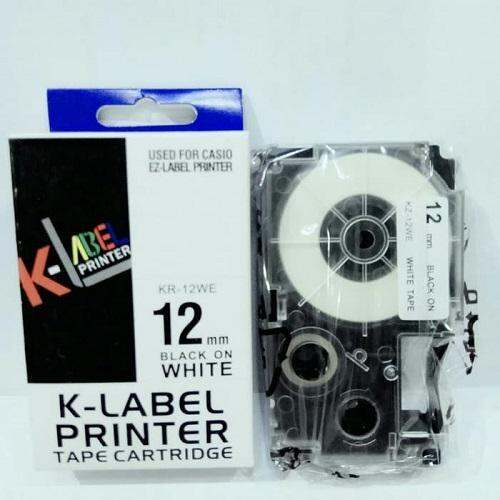Casio k label tape cartridge for casio ez label printer black ink on