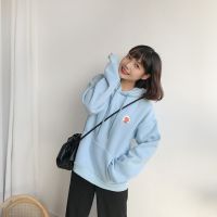 Korean Women Cartoon embroidery Hoodie Sweater Casual Loose Long Sleeve Fashion Hoodies เสอื้ กนั หนาวมฮี ดู้