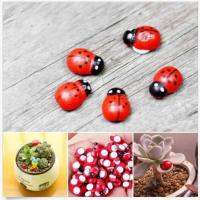 【❂Hot On Sale❂】 yi6067 Coccinella Septempctata ขนาดเล็กหัตถกรรมเรซิ่นแบบทำเองของตกแต่งสวนขนาดเล็ก10ชิ้นใหม่