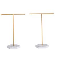 2X Jewelry Stand Display Necklace Holder T-Bar Plated Metal Tabletop Jewelry Organizer Tower for Show Jewelry Hanging B