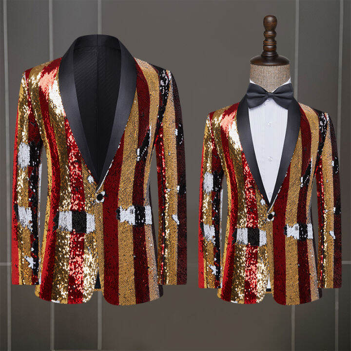 Performance Suit Men's Stage Performance Singer Host Dress Shallow