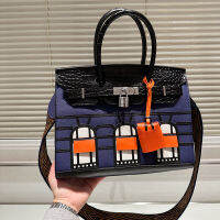 Hermse Birkin30cm แบบดั้งเดิมกระเป๋าสะพายไหล่สำหรับผู้หญิงหรูหรากระเป๋าบ้าน Bag30CM ปาร์ตี้