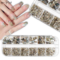 Myyeah 12กริด/กล่องขนาดเล็บไม่สม่ำเสมอ Flakes 3D Charm Marble Sequins เครื่องประดับ DIY เล็บตกแต่งเครื่องมือ