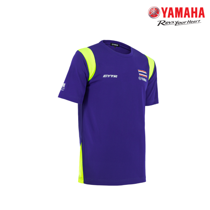 yamaha-เสื้อยืด-blue-green-น้ำเงินแถบเขียว