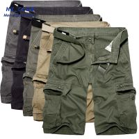 กางเกงขาสั้น ผช กางเกงขาสั้นผู้ชาย (พร้อมส่ง Cod) 2023 กางเกงขาสั้น ผ้าฝ้าย สีเขียวทหาร ทรงหลวม มีหลายกระเป๋า แฟชั่นฤดูร้อน สําหรับผู้ชาย