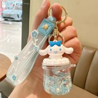 Sanrio Hello Kitty Kuromi Cinnamoroll Keychain Cute Cartoon Quicksand Bottle Pendant Bag Key Chain Girls Gift Kids Toys