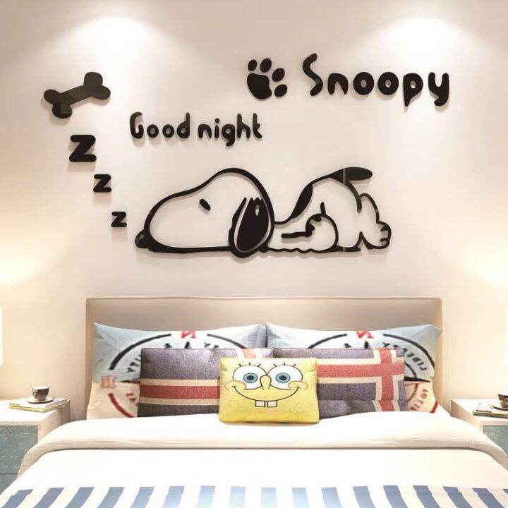 การ์ตูนsnoopy-puppyเด็กห้อง3dสติ๊กเกอร์ติดผนังห้องนอนเตียงสติ๊กเกอร์ตกแต่ง80-41ซม