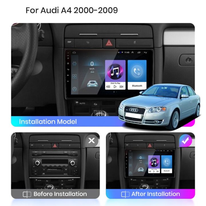 2din-carplay-android-10-0เครื่องเล่นวิดีโอจีพีเอสนำทางมัลติมีเดียวิทยุติดรถยนต์พร้อมเสียงตัวรับสัญญาณสเตอริโอบลูทูธสำหรับ-audi-a4-b6