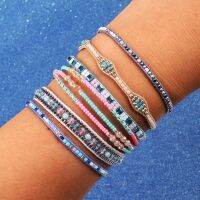 BLUESTAR 6pcs One Set Women Crystal Bead Bracelet Handmade Woven Boho MIYUKI Bead Bracelets Jewelry Accessories Wall Stickers Decals