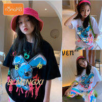 Tumama เสื้อแบบหลวมเด็กฮิปฮอปแขนสั้น,สไตล์เกาหลีการ์ตูน